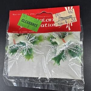 Vintage Santaland Hard Plastic White Reindeer Deer Christmas Ornaments Decor